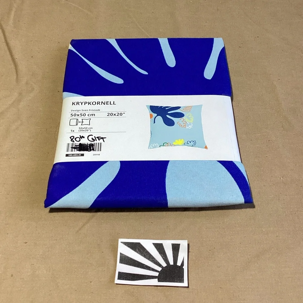 IKEA KRYPKORNELL 1x Pillow Cushion Cover Blue Pattern 50x50 cm 20x20